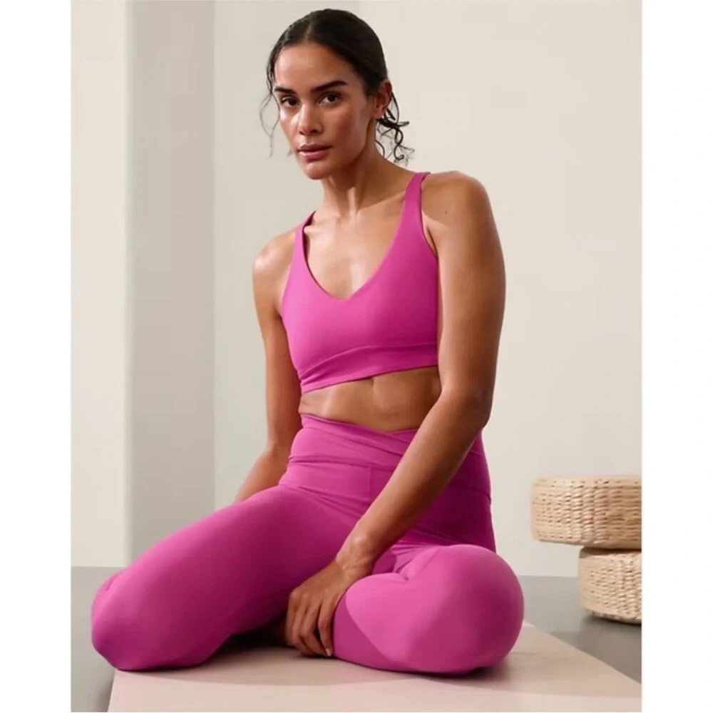 Athleta Transcend Crossover 7/8 Leggings Iceplant Pink Size Large